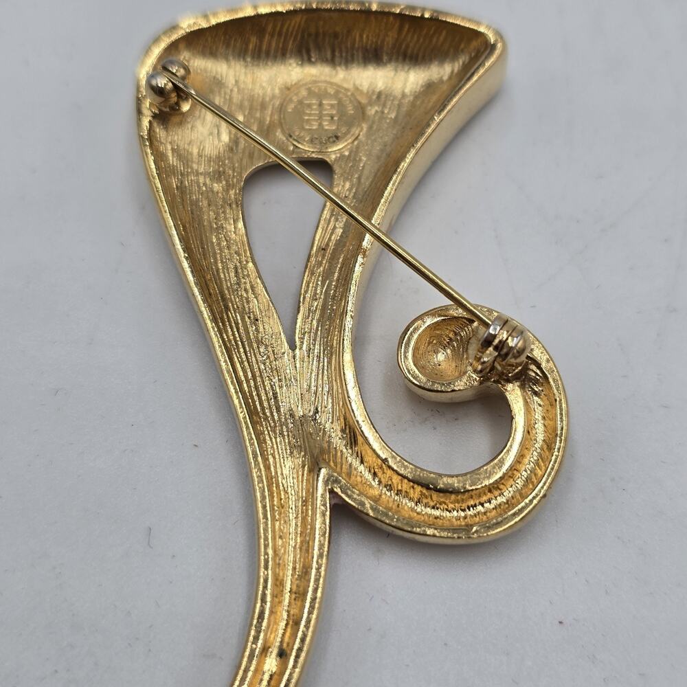 Vintage Givenchy Pi Sign Brooch Pin Gold-Tone 3" Abstract Modern Couture 80's - Picture 4 of 6